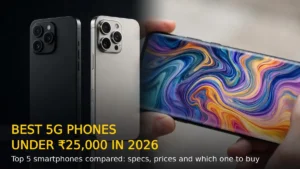 Best 5G phones under Rs 25000 in India 2026 — Lava Aura Curve 5G, Samsung Galaxy F70 5G, TECNO Spark 50s 5G, Vivo T4x 5G and Realme P3 5G compared